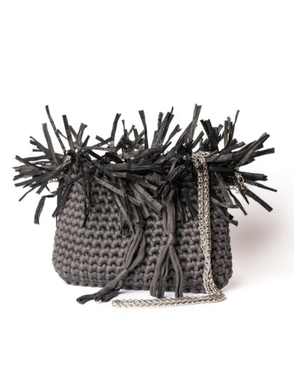 Lunetta - Grigio scuro e raffia nera