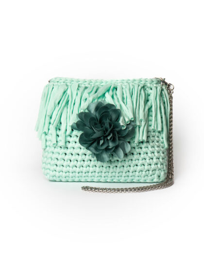 Lunetta - Verde salvia con frange e fiore