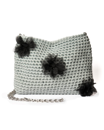 Big Lunetta - Grigio chiaro con fiori di raso