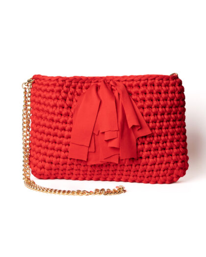 Big Lunetta - Rosso corallo con frange